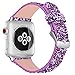 iiteeology Compatible with Apple Watch Band 38mm 40mm 42mm 44mm, Christmas Sparkly 3D Glitter Bling Leather iWatch Band for Apple Watch Series 4/3/2/1 Women Girls (Purple, 38mm)