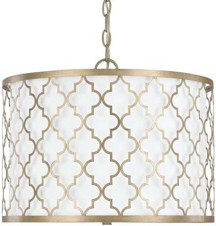 251 First Whittier Brushed Gold Three-Light Drum Pendant