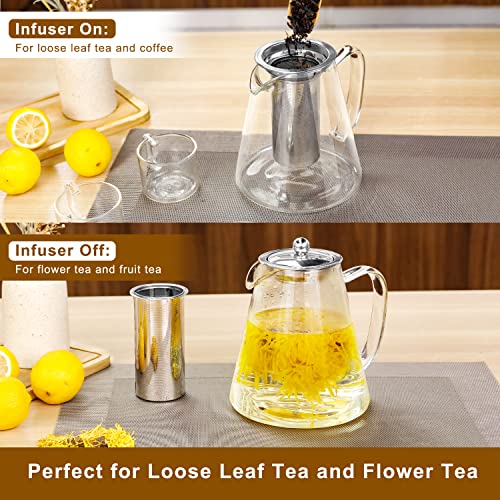 Molgree Glass Teapot with Removable Infuser, 43oz / 1300 ml Stovetop
