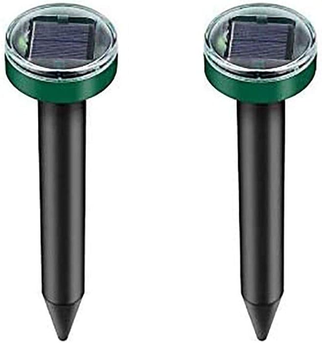 Queta Maulwurfabwehr Wasserdicht Ultraschall Repeller Schädlingsbekämpfung- Maulwurfvertreiber Wühlmausschreck- Solar Repeller Mäuse und Schlangen (2 Stück)