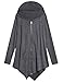 AMZ PLUS Women Large Size Hoodie Coat Irregular Sweatshirt Jacket Dark Grey 3XL