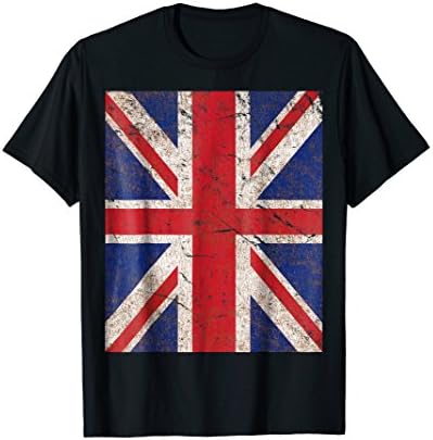 Mens Vintage Union Jack Flag T-Shirt Large Black