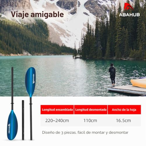 Abahub Paddle Kayak Adjustable 220cm to 240cm Double Aluminium Paddle with Paddle Line for Kayak Rowing Boat Canoe Black/White/Blue/Green/Orange/Yellow/Turquoise