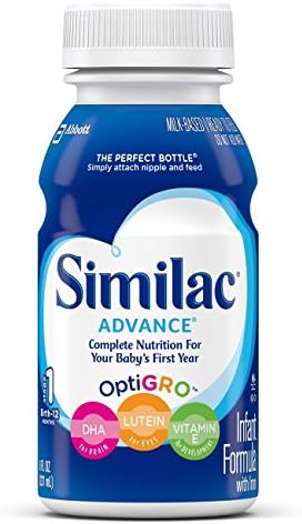 Similac Advance Infant Formula with Iron, Stage 1 Ready-to-Feed Bottles, 8 Ounce, (Packaging May Vary) Pack of 4