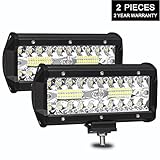 AMBOTHER Off Road Lights, 2pcs 7'' Triple Row 40leds Super Bright LED Light Bar Spot Flood Combo LED Lights Driving Lights Waterproof Led Work Fog Lights for Truck Jeep Boat Pick Up UTV ATV Marine