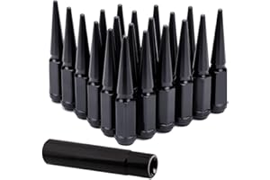 WSPXINBO 20PCS 12x1.5 Black Cone/Conical Bulge Seat Wheel Spike Lug Nuts with 1 Socket Key Compatible with Chevy 2000-2013 Impala 09-21 Cruze Honda 03-22 Accord 03-15 Civic 95-22 CR-V 03-11 Element