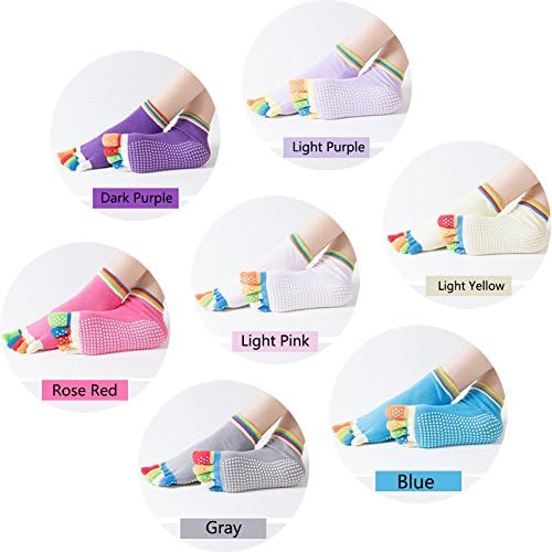 Non Slip Toe Grips Yoga Socks - Silicone Skid Cotton With Exercise, Barre, Bikram, Pilates &amp; Workout For Women(7 Pack)