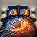 RORA Bedding Duvet Cover Set 2 Piece Set 1 Duvet Cover+1 Pillowcase– 3D Sports football Microfiber Bedding –Football Twin 59” x 83” Duvet Cover