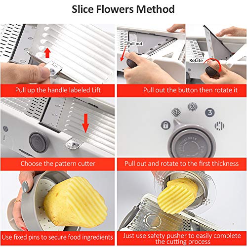 18 Types Adjustable Mandoline Slicer Stainless Steel Manual Cutter Vegetable Grater Julienne Slicer Fruit Waffle Kitchen Potato Cutter White