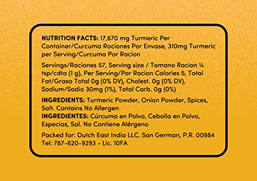 TURMERICO ORIGINAL BEEF AND PORK SEASONING FOR DAILY USE, LOW SODIUM, NON-SPICY, PROVIDES ANTI-OXIDANT AND ANTI-INFLAMMATORY SUPPORT, TURMERIC BASED