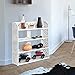 Finether 4-Tier Baroque Style Display Shoe Rack Shelving Units Modular Wood Plastic Composite, Shoe Shelf Storage Shelving Organizer for Home, Decorative Shelves, Magazine Storage, White