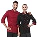 Chef Coat Black with red Uniforms and Long Sleeve Unisex US Size:XS (Tag:S), Black