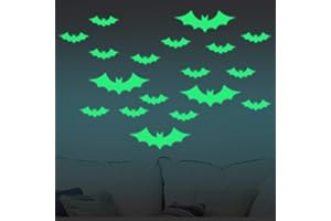 WITTOCS Halloween Bats Wall Decals Decorations Glow in The Dark, Fluorescence Wall Stickers for Halloween Party Kids Home Room Decals
