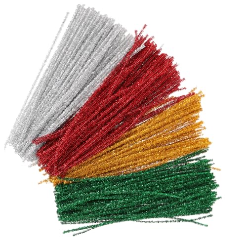 KALLORY 400pcs Glitter Chenille Stems Crafting Supplies for Art Projects for Handmade Crafts Christmas Decorations and Classroom Activities for All Ages