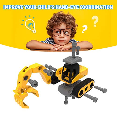 WisToyz Take Apart Toys, Toddlers Toys, Toy Grab Loader Construction Trucks, Building Vehicle Play Set with Screwdriver, Ideal Educational Toys for Boys & Girls Aged 3, 4, 5, 6