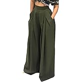 MHGFELKY Women's Stretchy Wide Leg Palazzo Lounge Pants Casual Comfy High Waist Pajama Pants