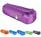 Inflatable Lounger Lazy Sofa Bed, Portable Air Beds Sleeping Sofa Couch for Outdoor Travelling, Camping, Beach (purple water droplet)