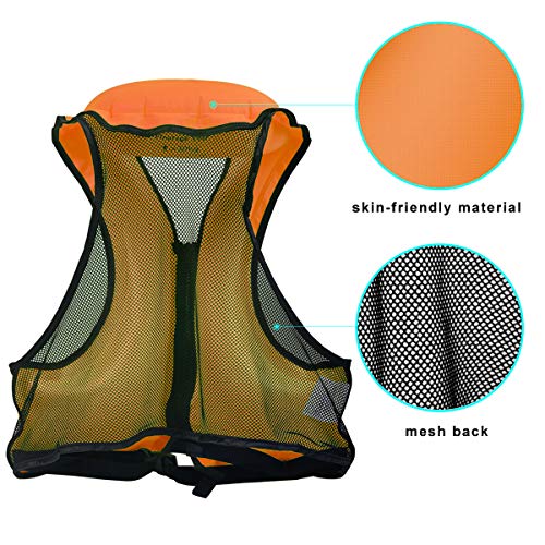 NAXER Inflatable Life Jacket Adult Life Vest for Snorkeling Kayaking Suitable for 90-220 lbs