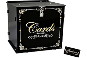 Acrylic Wedding Card Box, Wedding Envelope Trunk with Lock, Present Card Box, Election Ballot Bin, Gift Money Storage Case fo