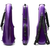 Vetimobato Dazzling Hard Shell Violin Case 4/4 Full Size Strong Flight Carbon Fiber Violin Box with Straps Travel Violin Case (Violet)