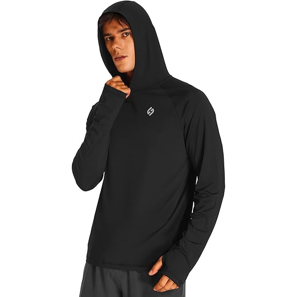 IBIH Sudadera Con Capucha Y Protección Solar UPF50+ Para Hombre, Manga Larga, Con Agujero Para El Pulgar, Elástica, De Secado Rápido, Chaqueta De Pesca Con Cremallera Completa, Color Azul Profundo
