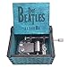 Mini Music Box Hand Crank Carved Wood Musical Gifts,Play Let it Be,Blue