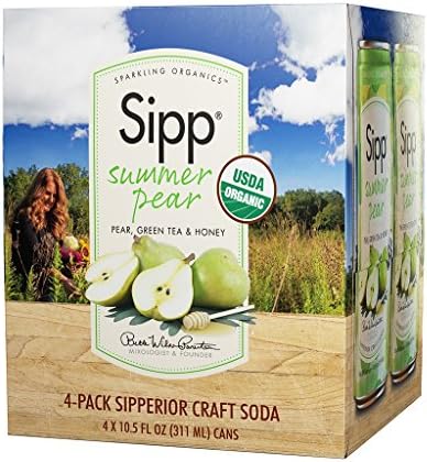 Sipp Sparkling Organics Summer Pear, 4 Count (Pack of 6)