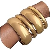 Kysppreu Chunky Gold Bangle Bracelets for Women Trendy Stack Wide Wrist Irregular Statement Cuff Bracelets Non Tarnish Silver Gold Fashion Jewelry Gift Accessories