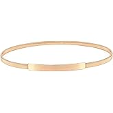 VONMELLI Skinny Metal Cinch Belt for Dress Stretch Thin Waist Belt for Women Gold/Silver