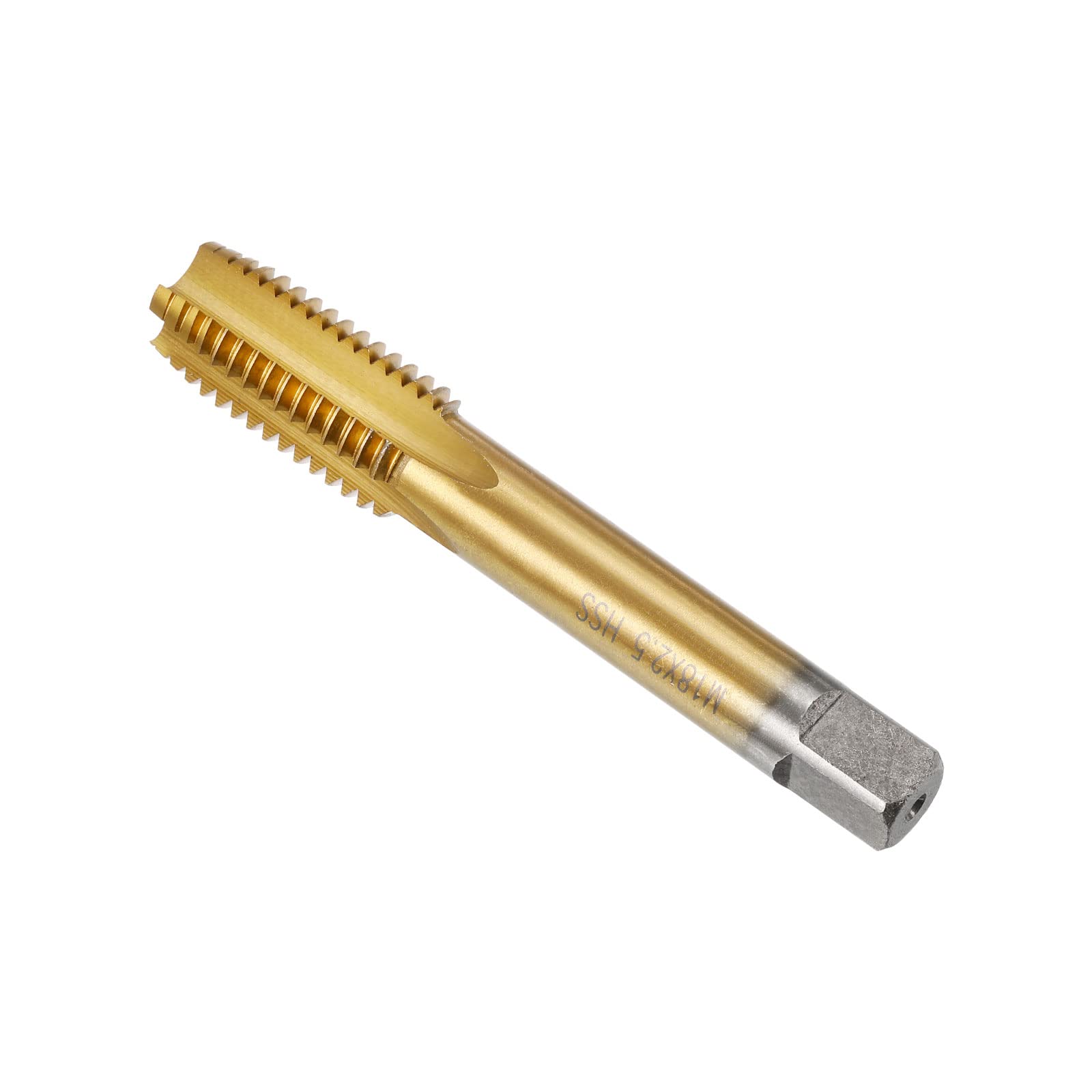 CoCud Thread Milling Taps, Metric M18 x 2.5 Thread, Titanium Coated Machine 4 Straight Flutes Screw Threading Tool - (Applications: for Tapping Drilling Machine), 1-Piece