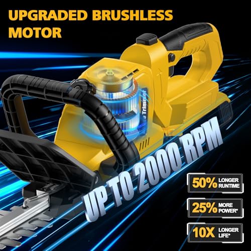 Hedge Trimmer Cordless Compatible with DEWALT 20V MAX Battery, 20-Inch Cordless Hedge Trimmer, Electric Brushless Bush Shrub Trimmer, 2/3'' Cutting Capacity, Lightweight & Rotatable Handle(No Battery)