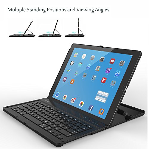 iPad Pro 12.9 Keyboard Case, Procase iPad Pro Tablet Wireless Bluetooth Keyboard Case, 360 Degree Rotation, Ultra-Slim, Multiple Angle Viewing, Stand Protective Case for Apple iPad Pro 12.9" (Black)