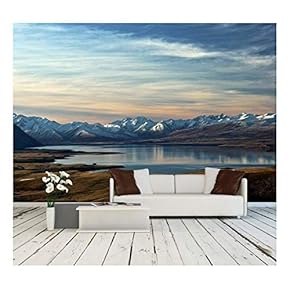 Ladscape with Lake in Mountainous Ares - Removable Wall Mural | Self-Adhesive Large Wallpaper - 66x96 inches