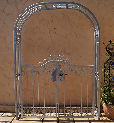 Tor Gartentür Pforte Rosenbogen mit Tür Monaco-RBGT-RBS 140/200 Schloss Verzinkt abschließbare Tür, deutsches Markenschloss Rundbogen Stabil Rankbogen Gartenbogen 140 cm 1.4m Doppelflügeltor