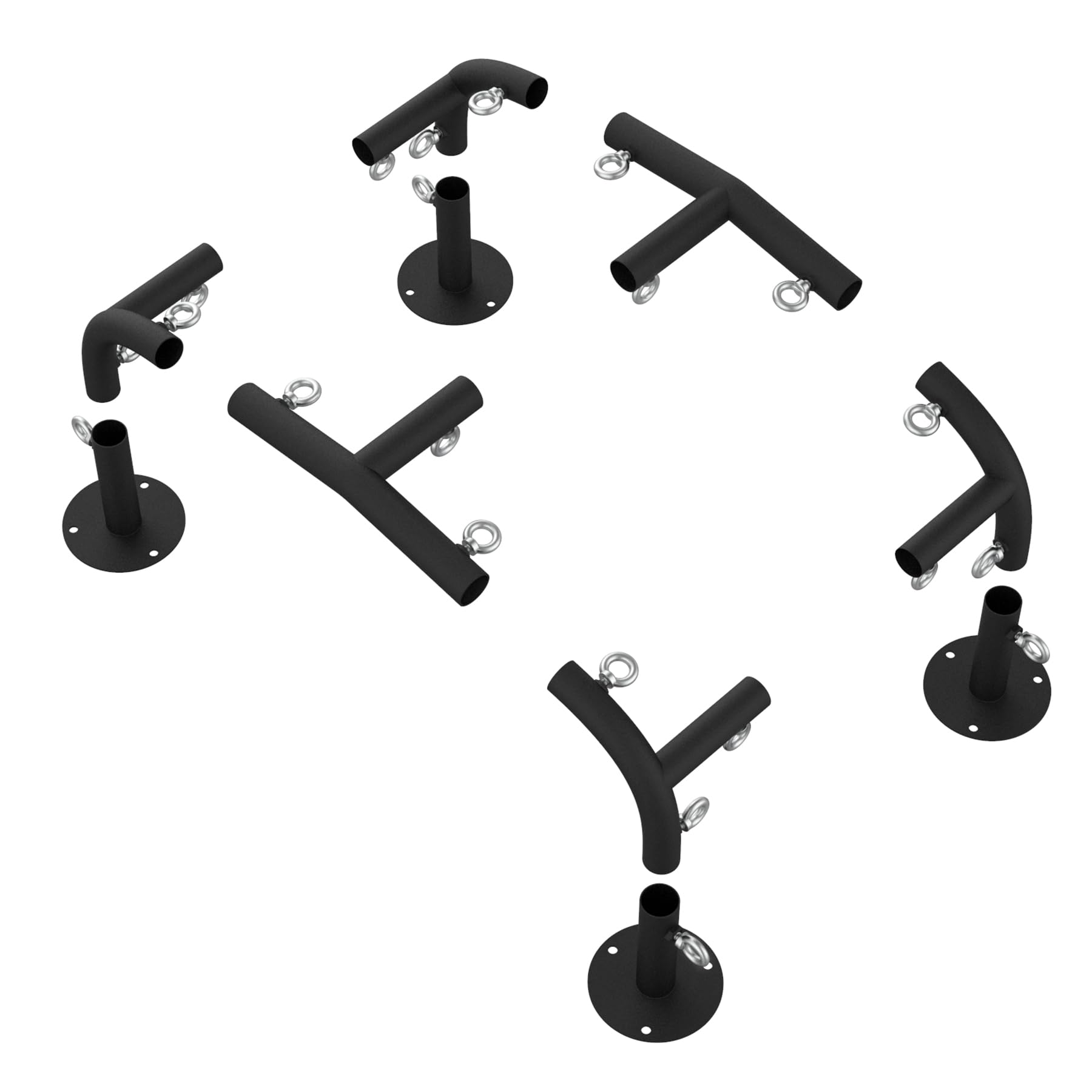 Photo 1 of Neorexon 1 3/8'' Canopy Fittings for 4 Leg Carport Frame Parts, Black Canopy Pipe Fittings with Eye Bolts, Carport Frame Kit Low Peak Connectors with 156 Degree Angle(10Pcs)