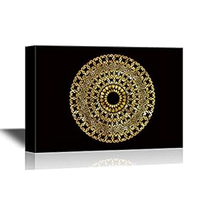 Canvas Wall Art - Floral Pattern Artwork on Blackground - Gallery Wrap Modern Home Art | Ready to Hang - 12x18 inches