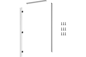 JUJUBON Ready-to-Assemble Prehung Doors Jamb Frame kit, Primed Composite Door Frame Kit with Pre-Screwed Black Hinges & Door Seals, Pine Wood, Adjustable Size, 1.06 in. x 4.53 in. x 81.65 in (Left Handed)