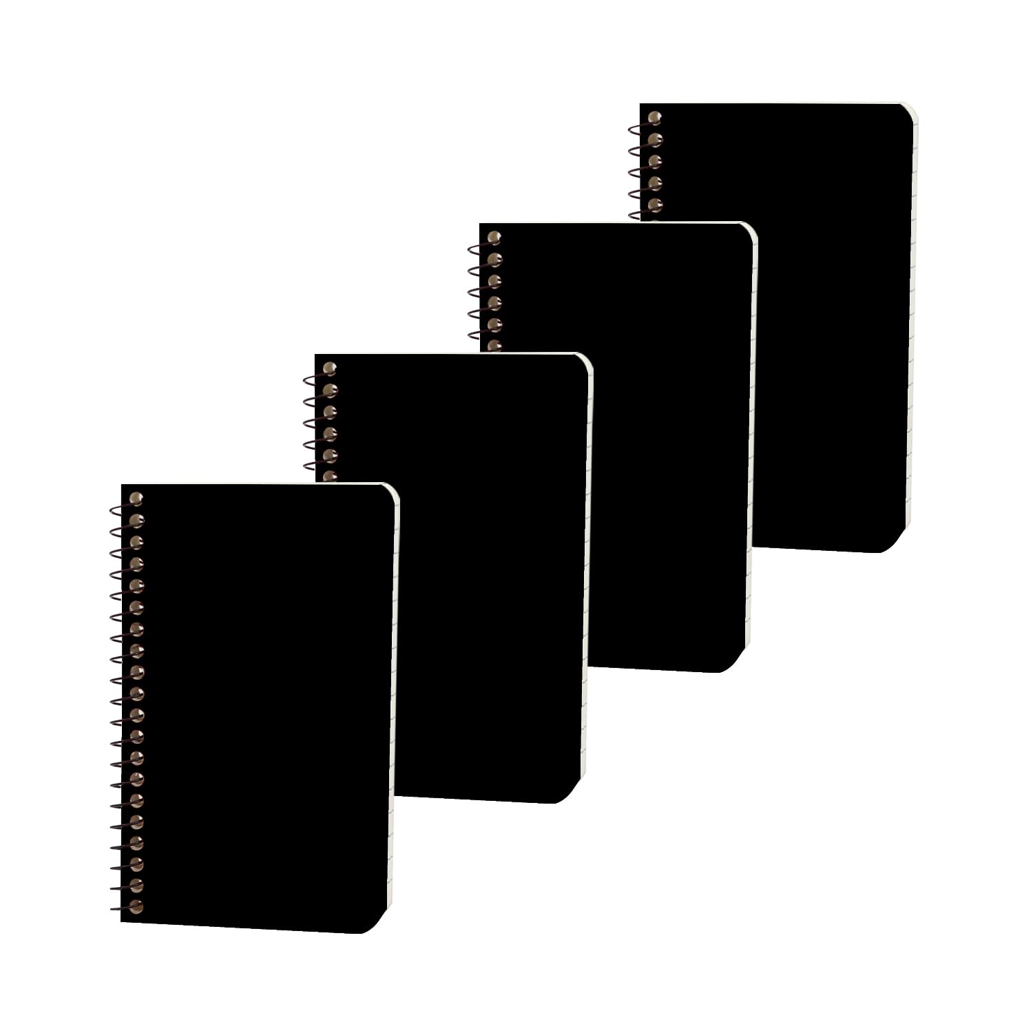 Quanerba 4-Pack Pocket Notebooks Pack Spiral Small Mini A7 Notepads 3x5 inches, Wirebound Notebooks for Office and School Reporters | 60 Sheet/120 Page,Black (7.6x12.7cm)