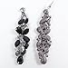 EVER FAITH Tear Drop Flower Cluster Dangle Earrings Jet Color Austrian Crystals Black-Tone