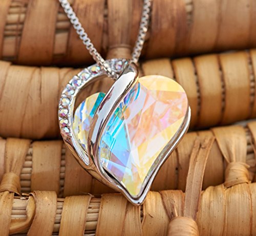 Leafael [Presented by Miss New York] Infinity Love White Opal Color Heart Pendant Necklace, Silver-Tone, 17"+2",Nickel/Lead/Allergy Free, Luxury Gift Box - Thumbnail 4