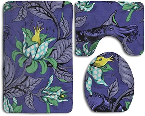 Happy Christmas Bathroom Accessories Bath Rug Sets 3 Piece Bathroom Non-Slip Floor Rugs Animal Cuttlefish Inkfish Style Pedestal Rug + Lid Toilet Cover + Bath Mat For Kids Women