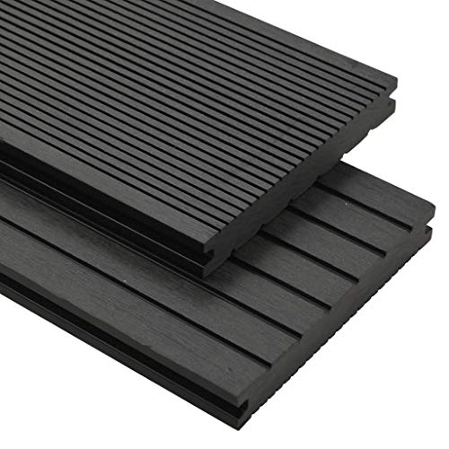 honglianghongshang Baumaterialien Fußböden & Teppichböden WPC Massive Terrassendielen mit Zubehör 10 m² 2,2 m Schwarz