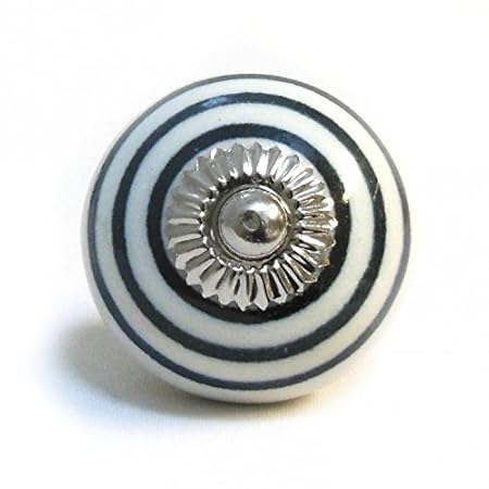 Pushka Black Stripes Ceramic Cupboard Drawer Knob Amazon Co Uk