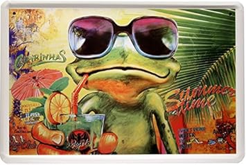Blechschild Cocktail Frosch Frog Alkohol 20 x 30cm Reklame Retro Blech 1276
