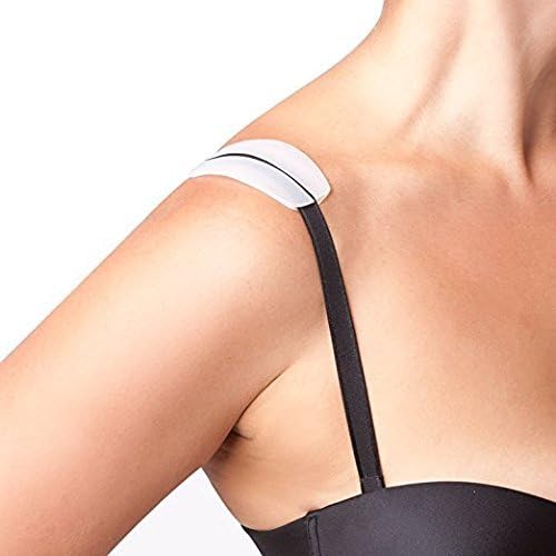 Ferbixo New 4pcs Clear Silicone Bra Strap Cushions Holder Non-Slip Comfort Shoulder Pads white colour