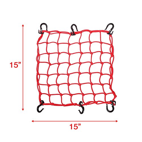 Koval Inc. 15"x15" Motorcycle Bungee Cargo Net 6 Adjustable Hooks (Orange)