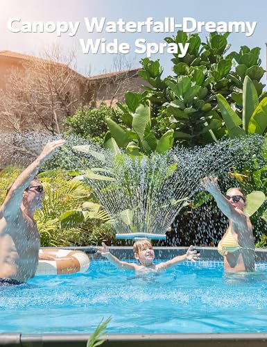 POOLHACKER Original Pool Sprinkler Fountains for Above and In-ground Pools, Adjustable Whale Tail Waterfall Wide Width for Relaxation & Cooling, 10-20 Degrees, Gray