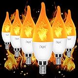 YEAHBEER E12 Flame Bulb LED Candelabra Light Bulbs,1.2 Watt Warm White LED Chandelier Bulbs- Flame Bulbs for Festival/Hotel/Christmas Decoration(6 Pack)