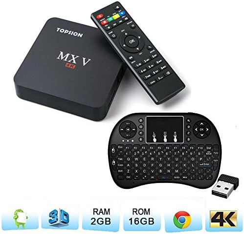 Tops MXV Android TV BOX Amlogic S905X Quad-core Mini PC Streaming Media Player 2GB/16GB with Keyboard