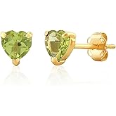 925 Sterling Silver Gemstone Hoop Earrings for Women | 0.9 Inch Round Birthstone Earrings for Women with Click Tops | Hypoallergenic Earring Hoops by MAX + STONE